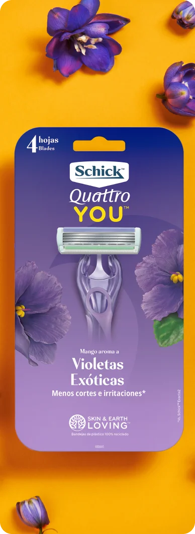 Maquina de afeitar Quattro You violetas con extracto de áloe